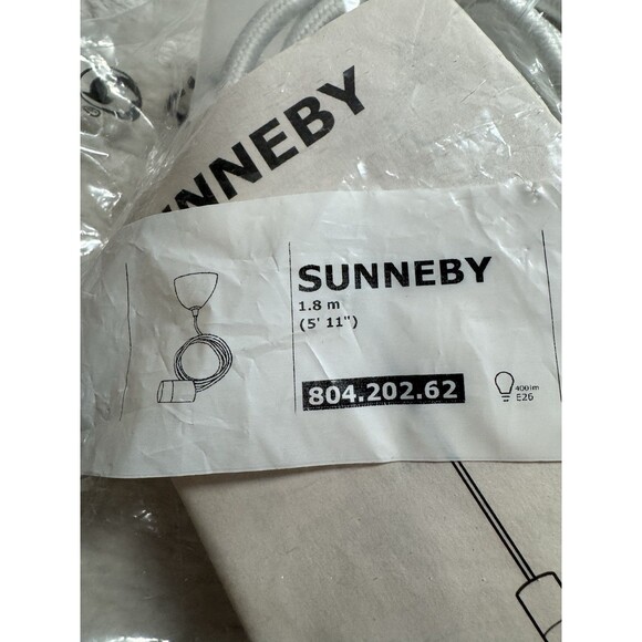 Ikea SUNNEBY Cord set, white textile, for Pendant Lamp 5 ' 11 " BRAND NEW - Picture 4 of 5